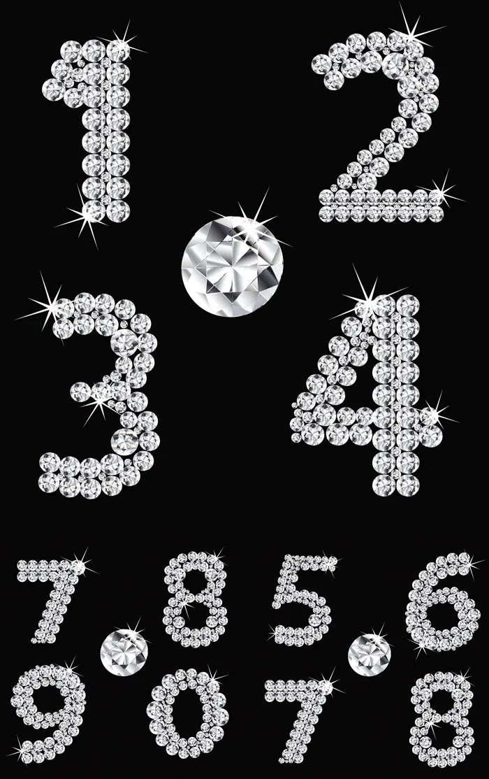 钻石数字矢量素材eps,ai矢量模版下载
