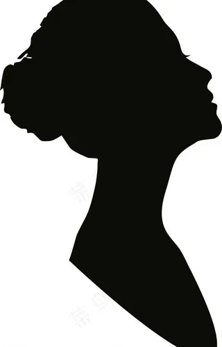 盘发美女头像剪影图片