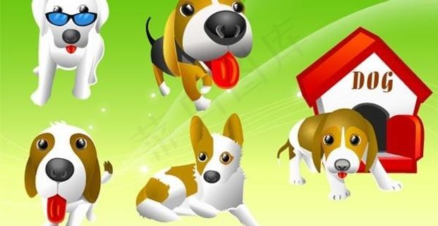 经典卡通可爱的小狗矢量素材