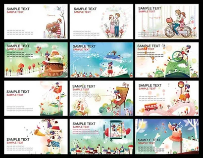 卡通手绘插画背景名片设计模板