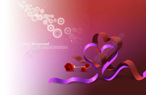 紫色丝带和红玫瑰