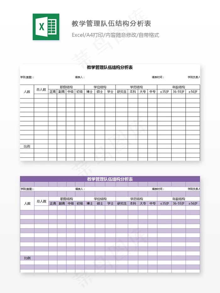 教学管理队伍结构分析表