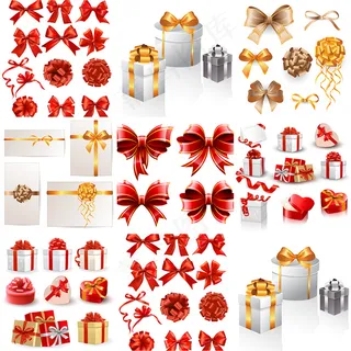 精美蝴蝶结礼盒礼物丝带矢量素材