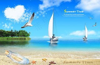 清新夏日海洋风景