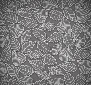 灰白线描树叶矢量背景