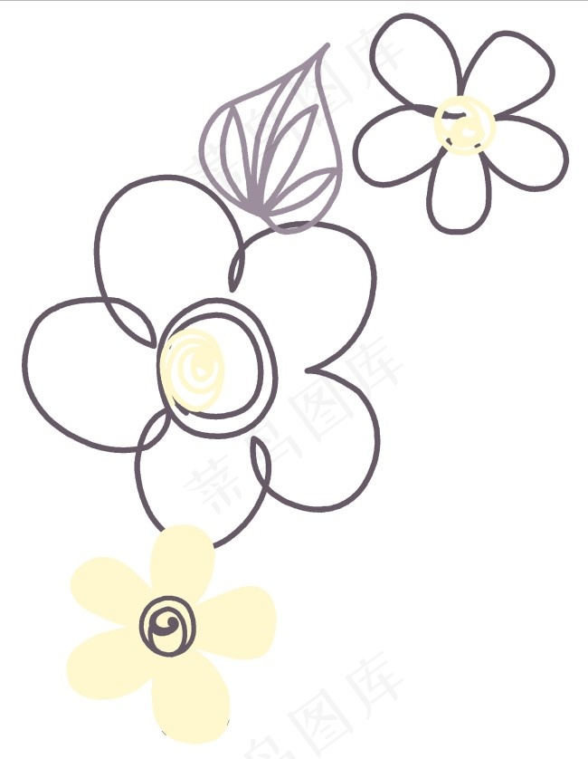 素描花psd模版下载