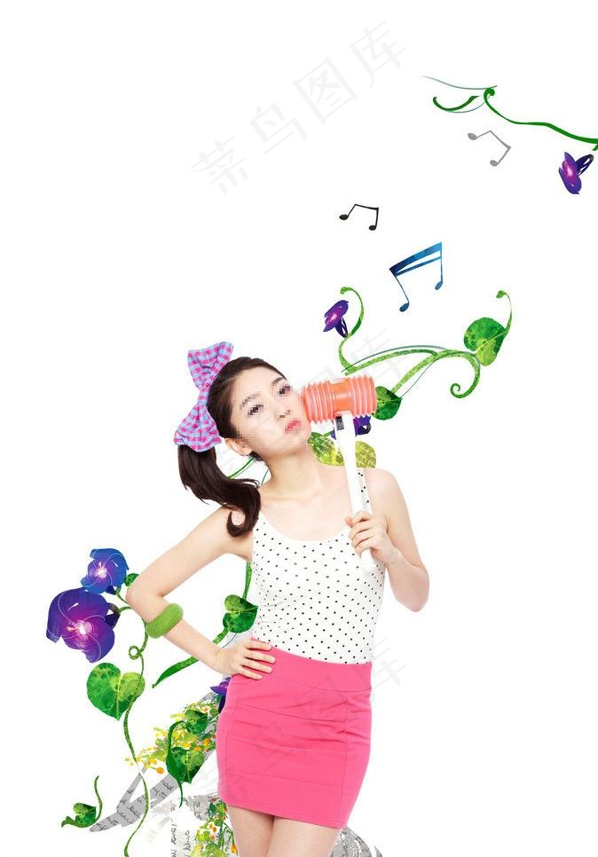 青春少女图片psd模版下载