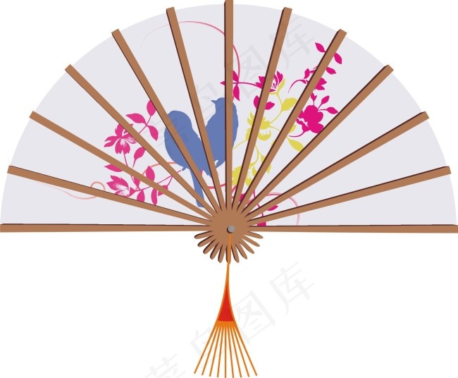 花鸟扇面高清矢量图cdr矢量模版下载