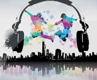 潮流音乐主题矢量素材图片