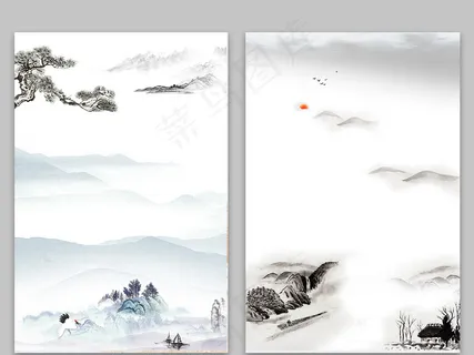 水墨中国风古风传统山水背景