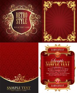 4款金色欧式花边花纹矢量素材