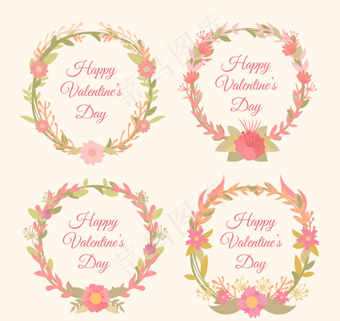 情人节花圈与桃红色花