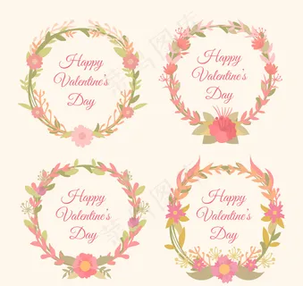 情人节花圈与桃红色花