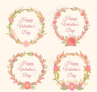 情人节花圈与桃红色花