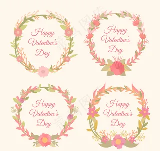 情人节花圈与桃红色花