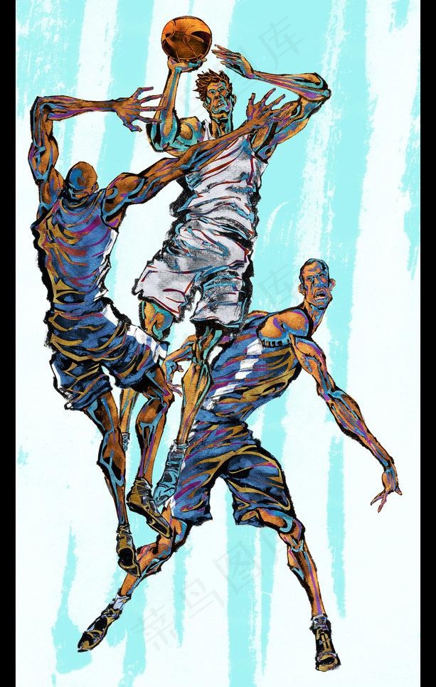 手绘人物篮球运动员图片