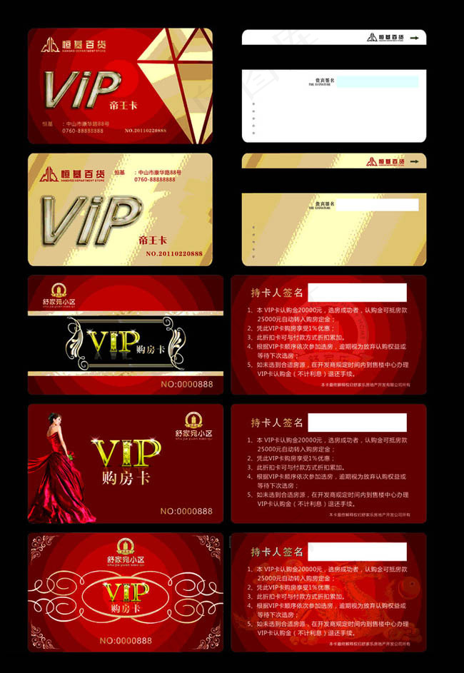 贵宾卡VIP卡名片卡片设计矢量素材