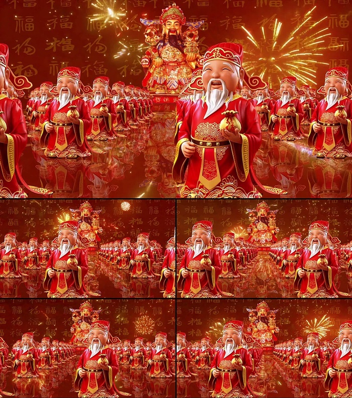 恭喜发财财神视频素材