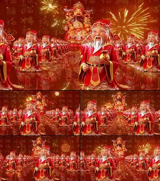 恭喜发财财神视频素材