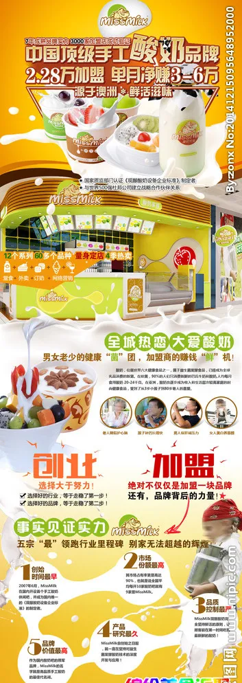 美食美客酸奶招商加盟页面设计图片