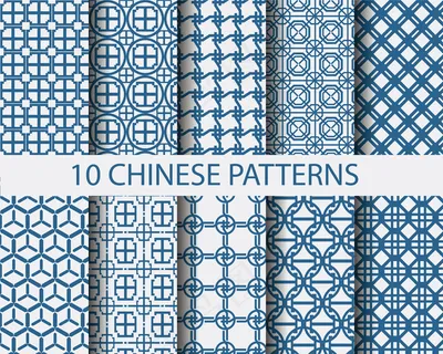 中国中式和风民族风格蓝色花纹瓷器手绘背景底纹图案矢量图片素材