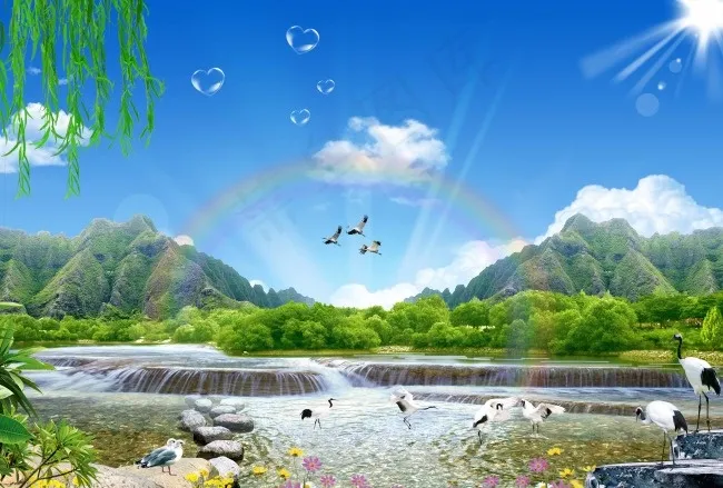 山水风景(3700X2500(DPI:300))psd模版下载