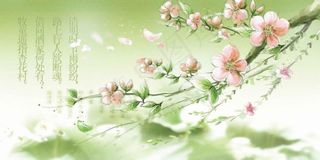 清新清明节桃花背景psd素材