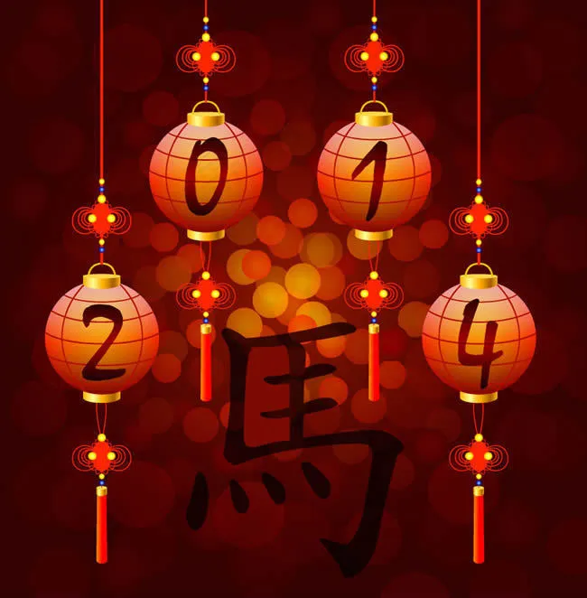 马年新春灯笼矢量素材