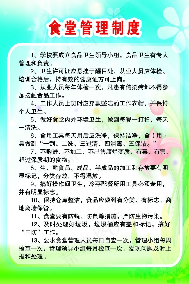 食堂管理制度psd模版下载