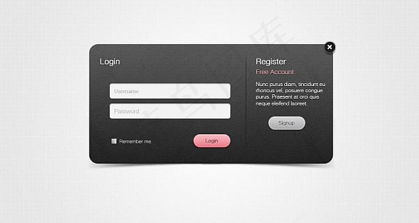 黑色用户登录界面设计psd素材