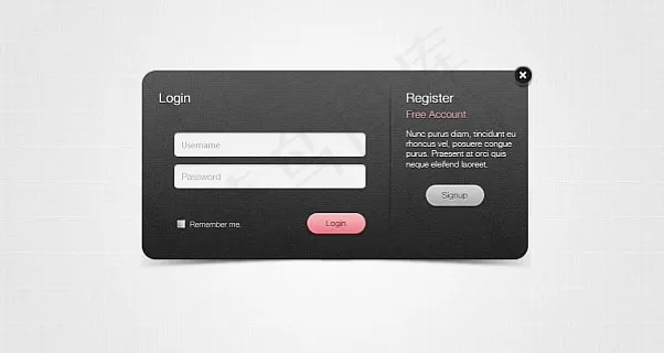 黑色用户登录界面设计psd素材