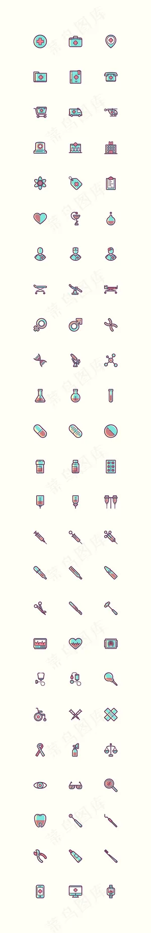 可爱的卡通实用医疗图标素材