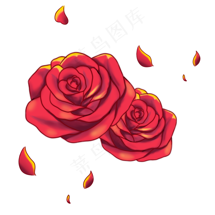 手绘红色玫瑰元素