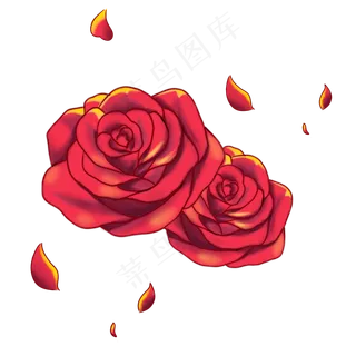 手绘红色玫瑰元素