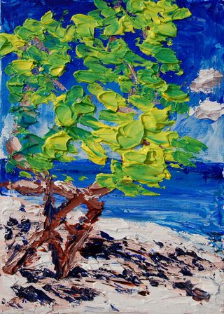 油画 牙买加海滩图片