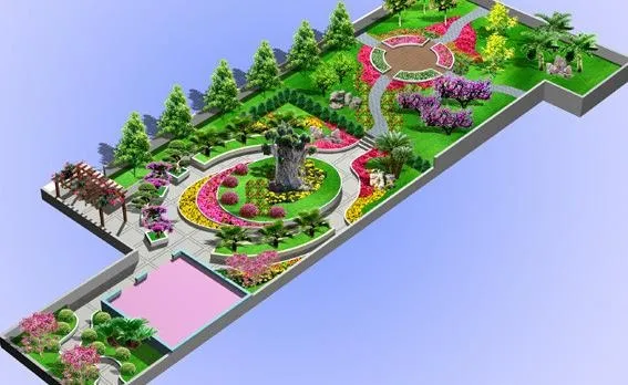 地税局屋顶 花园效果图图片psd模版下载