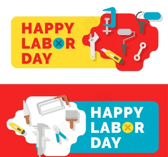 带有工具的劳动节横幅