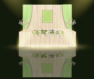 香槟色加上绿色小清新的签到区