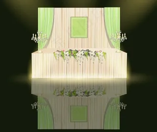 香槟色加上绿色小清新的签到区