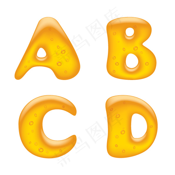金黄色液态英文字母矢量素材