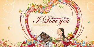 韩国浪漫情人节插画PSD素材2