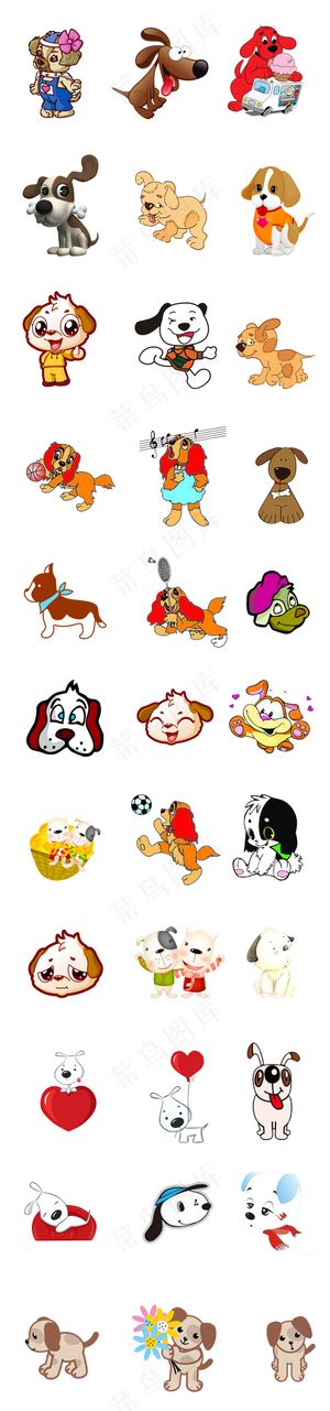卡通动物素材手绘元素狗狗集合高清大...