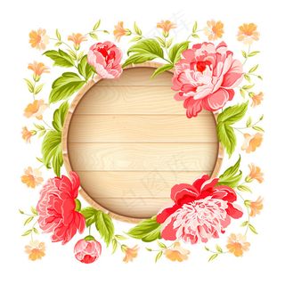 美丽牡丹装饰文本背景矢量图