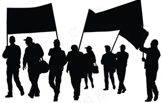 *游行示威人物剪影图片