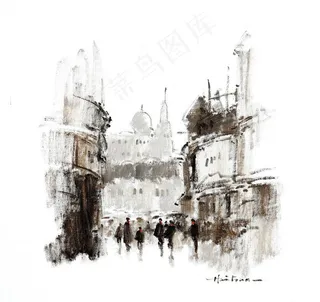 欧式建筑画图片