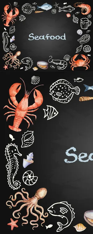 新鲜海鲜盛宴宣传海报矢量素材