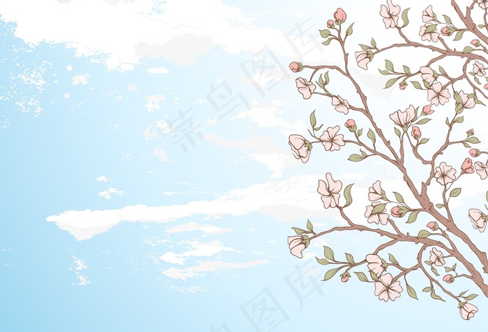春天背景矢量插画eps,ai矢量模版下载