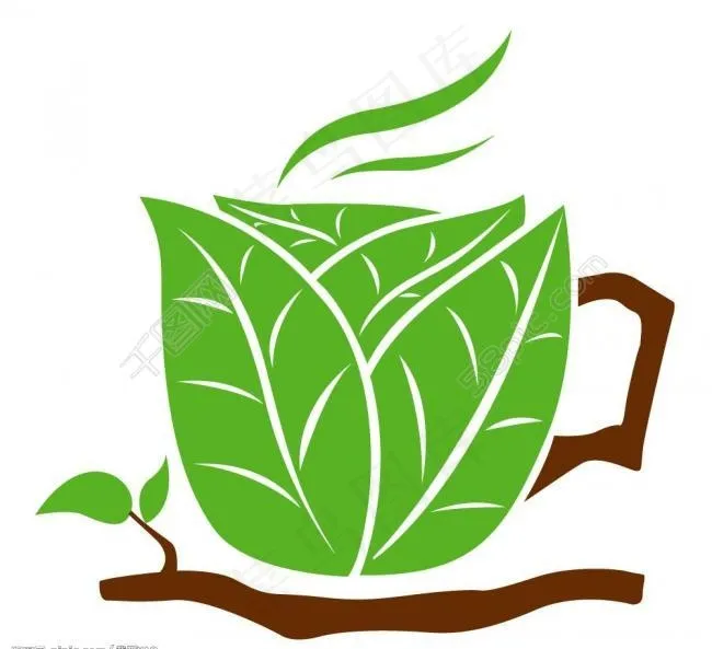 树叶组成的咖啡杯图片eps,ai矢量模版下载