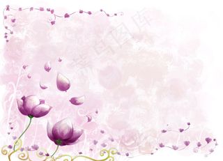 紫色手绘漫画小花分层PSD文件