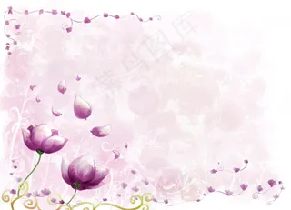 紫色手绘漫画小花分层PSD文件